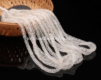 AAA Crystal Quartz Faceted Washer Beads, Clear Quartz Tyre Beads, Clear Quartz Heishi Beads, Crystal Quartz Wheel Gemstone Beads Wholesale