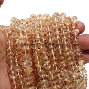 AAA Citrin Glatte Rondell Perlen, Citrin Edelstein Perlen, Citrin Rondell Perlen, natürliche Citrin Strang Citrin Plain Perlen Schmuck machen