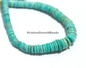 Arizona Turquoise Heishi Washer Beads, Natural Arizona Turquoise Gemstone Beads, Arizona Turquoise Tyre Shape Beads, Turquoise Smooth Wheel