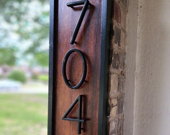 Vertical Home Address Gift Rustic Outdoor Sign Custom Wood Address Plaque House Number Sign Indoor Décor Exterior Stained Wood Housewarming