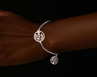 Platinum Plated Sterling Silver Tree of Life Bracelet