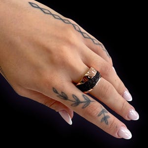 Bague en argent sterling plaqué or rose et zircone - Bijoux cocktail céleste