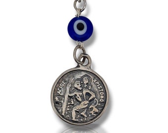 Silver 925 car charm with Saint Christopher - Amulet - silver 925 - Evil eye - Car Charm - Chain