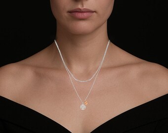 Collar Árbol de la Vida en plata de ley con detalles en platino y oro rosa