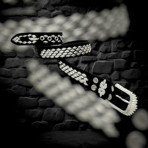 Unique Black Leather Belt Studded Belt its Decorated with Flat studs that looks Cool, Handmade Solid Brass and Genuine Leather:Unisex