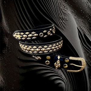 Studded Belt Handmade a unique style 3 Rows Studs that looks cool Perfect for Festival Burning | Man Real solid Brass and Genuine Leather.