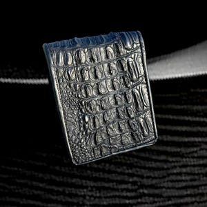 Cartera de piel de cocodrilo negra, cartera plegable para hombre, cartera minimalista para hombre, tarjetero, compartimento para documentos de identidad y billetes, ¡hecha a mano!