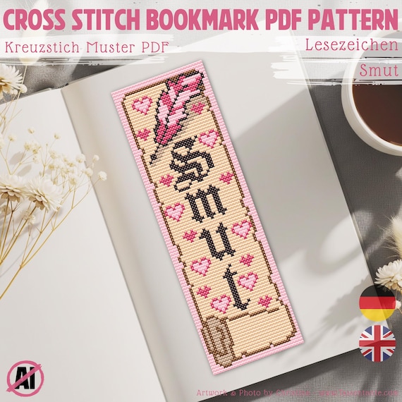 Romantasy Bookmark Cross Stitch Pattern PDF, Smut Reader Embroidery, Fantasy Book Lover Gift, Instant Download