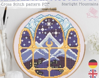 Romantasy Night Kingdom Cross Stitch Pattern PDF, Starlight Mountain Fantasy Embroidery, Booktok Inspired Needlework, Instant Download