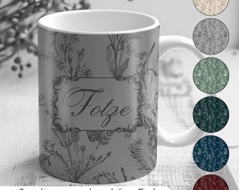 Lustige Fotze Tasse mit Vintage Blumenmuster - Sarkastische Geschenkidee für Frauen, beste Freundin, Kollegin