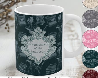 Mok High Lady of the Smut Court - pittige leesgrage koffiekop voor romantische lezers, BookTok-cadeaus, Fantasy Smut Lover-merchandise, grappige boekenwurmmok
