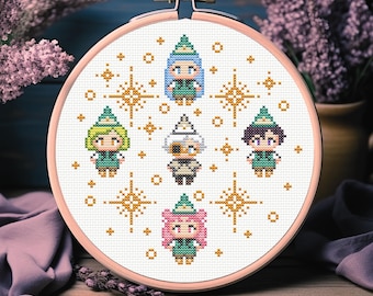 Cute Anime Witch Cross Stitch Pattern PDF, Magical Academy Atelier Girls, Kawaii Fantasy Stitch Design, Cozy Magic Embroidery
