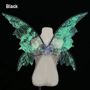 Iridescent Glitter Angel Wings, Elf Cosplay Butterfly Fairy Wings, Carnival Birthday Party Cosplay Costume Accessories, Party Props, Gifts Black