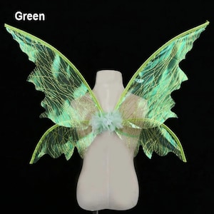 Iriserende glitter engelenvleugels, elf cosplay vlinderfeevleugels, carnaval verjaardagsfeestje cosplay kostuumaccessoires, feestrekwisieten, geschenken Groen