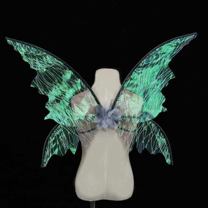 Alas de ángel con purpurina iridiscente, alas de hadas de mariposa de cosplay de elfo, accesorios de disfraces de cosplay de fiesta de cumpleaños de carnaval, accesorios de fiesta, regalos imagen 8