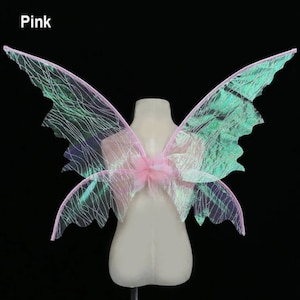 Iridescent Glitter Angel Wings, Elf Cosplay Butterfly Fairy Wings, Carnival Birthday Party Cosplay Costume Accessories, Party Props, Gifts Pink