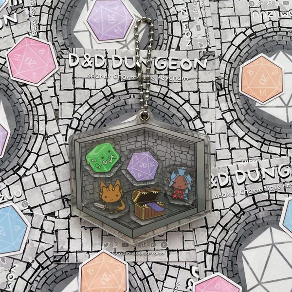 D&D Dungeon and Dragon Customizable Fillable Shaker Charm Double Sided Acrylic Keychain