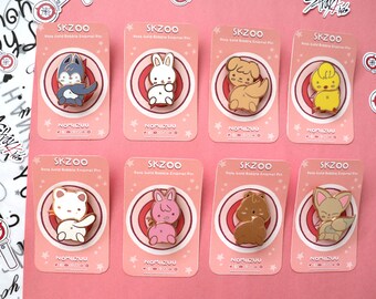 Stray Kids SKZOO Member KPOP 1.5" Moveable Rose Gold Hard Enamel Bobble Pin