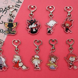 Chibi Hazbin Hotel Double Sided Acrylic Keychain with Heart Shaped Clasp