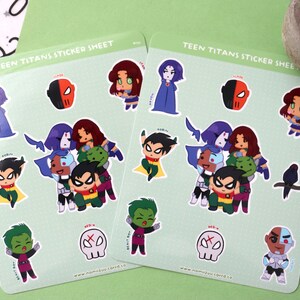 Cute Teen Titans Vinyl Sticker Sheet