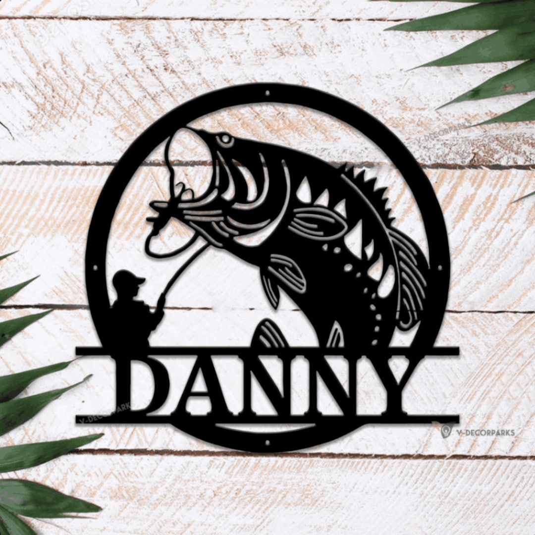 Metal Bass Wall Art Metal Wall Decor Bass Fishing With LED Etsy