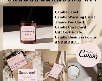 Candle Branding Kit Bundle, Editable Candle Making Starter Kit, DIY Candle Branding Bundle, Candle Label Design Printable, Candle Packaging