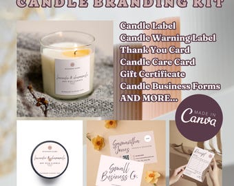 Candle Branding Kit Template, Editable Candle Packaging Canva Template, DIY Candle Business Bundle, Printable Small Business Marketing Kit