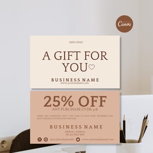 Coupon Card Template, Editable Small Business Promotion Card Canva, Printable Gift Voucher, 3.5x2 inch
