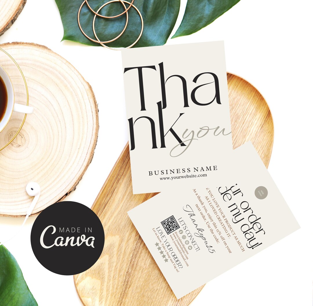 Modern Business Thank You Card Template, Editable Order Packaging ...