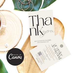 Thank You Card Template, Editable Thanks for your Purchase, Printable Business Packaging Insert QR Code Card, Canva Thank You Postcard