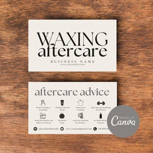 Waxing Aftercare Card Template: Editable Hair Removal Guide (Canva, Printable PDF)