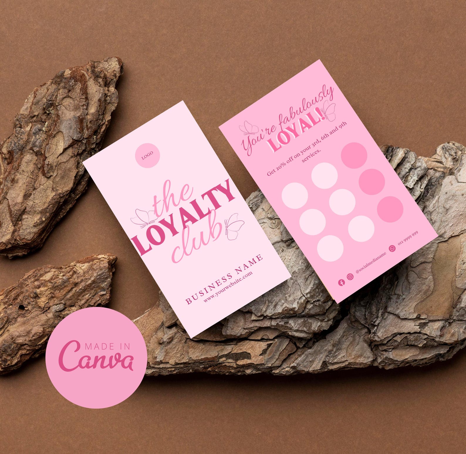 Loyalty Card Template, Printable Customer Rewards Card Design, Editable ...