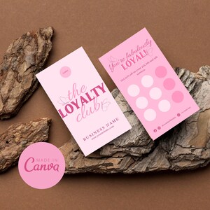 Modelo de cartão de fidelidade, design de cartão de recompensas para clientes para impressão, cartão de desconto editável para pequenas empresas, modelo de cartão de fidelidade perfurado do Canva