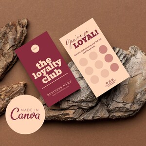 Modelo de cartão de fidelidade, design de cartão de recompensas para clientes editável, cartão de desconto para empresas de beleza para impressão, modelo de cartão de fidelidade perfurado Canva
