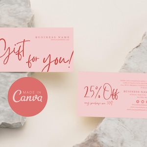 Modelo de cartão de cupom, design de vale-presente editável, cartão promocional para pequenas empresas para impressão, modelo de cupom de recompensas para clientes da Canva