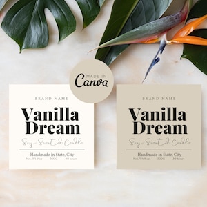 Minimalist Candle Label Template, Editable Custom Jar Label Design, Canva, Digital Download