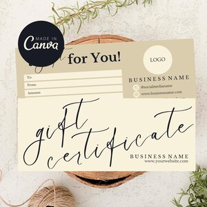 Gift Certificate Template, Editable Small Business Gift Card, Printable Gift Voucher Design, Canva Template Nails Hair Spa Gift Certificate