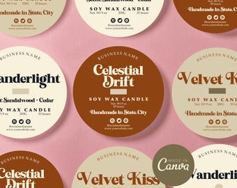 Candle Dust Cover Template, Editable Custom Packaging Label Canva, Printable Digital Download, 3 Sizes