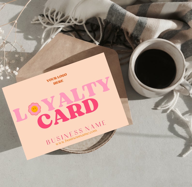 Editable Loyalty Card Template, Printable Customer Punch Card, Modern ...