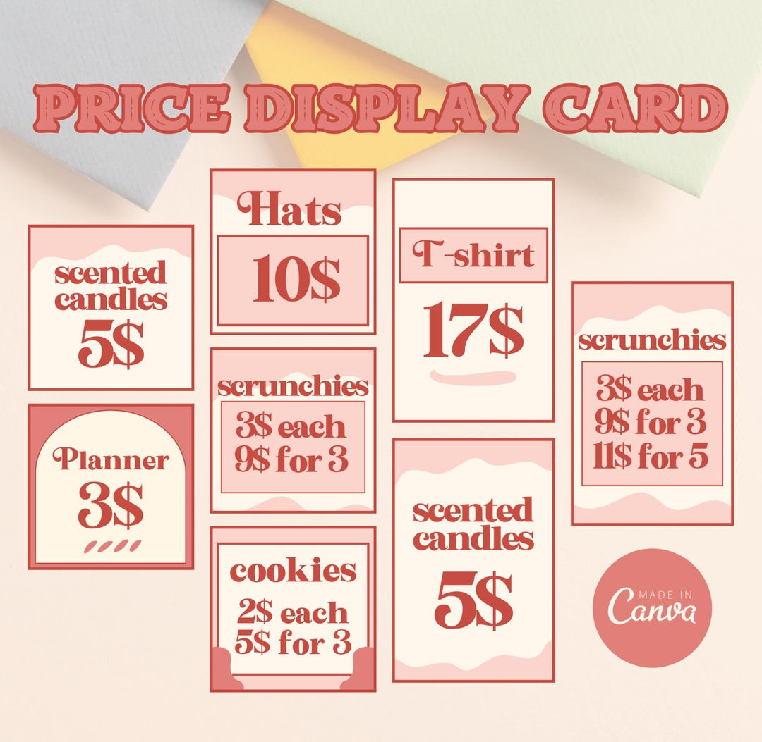 Price Display Cards Template, Editable Groovy Market Price Signs Canva ...