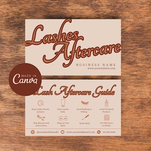 Lash Aftercare Card Template, bearbeitbarer Wimper Nachsorge-Leitfaden, druckbare Wimpernverlängerungs-Pflegekarte, Canva Lash Business Care Anweisungen