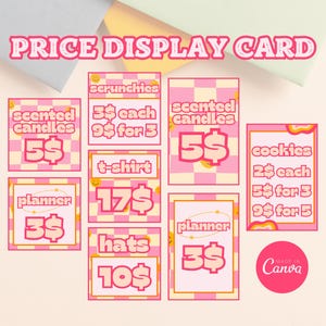 Price Display Card Template, Editable Retro Vendor Display Design, Printable Market Price Display Sign, Canva Template Pop-Up Store Signage
