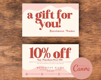 Retro Customer Coupon Card, Client Discount Card for Small Business Marketing, Loyalty Discount Card for Lash, Nail, Salon, Hair Coupon