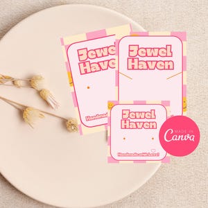 Jewelry Display Card Template, Editable Necklace Display Card, Printable Earring Card Design, Canva Template Jewelry Business Packaging