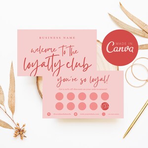 Modelo de cartão de fidelidade, cartão de recompensas para clientes editável, design de cartão de desconto para pequenas empresas para impressão, modelo de cartão de fidelidade perfurado do Canva