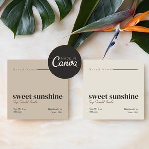 Minimalist Candle Label Template: Editable Jar Stickers (Canva, Digital Download)