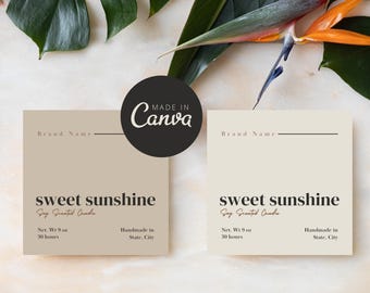 Modern Candle Label Template, Editable Candle Label Design, Customizable Candle Jar Label Template, Canva Template DIY Candle Sticker