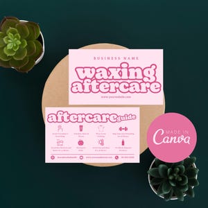 Waxing Aftercare Card Template, Editable Hair Removal Care Guide, Printable Wax Care Card Design, Canva Template Waxing Care Instructions