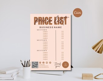 Beauty Price List Template Salon Service Menu Editable Canva Business Price Sheet Printable Pricing Guide DIY Lash Nail Hair Price Guide