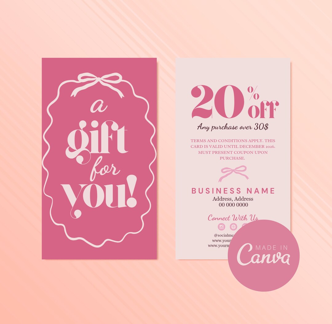Coupon Card Template, Editable Gift Voucher Canva Template, DIY Small ...
